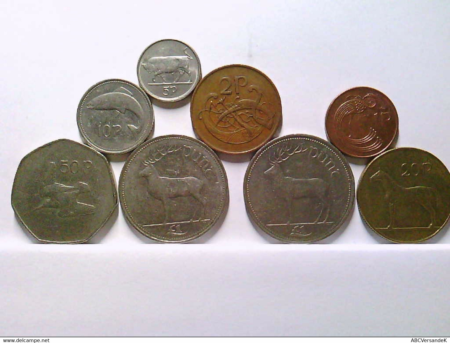 8 X Irland Kursmünzen Vor Euro 1P/1995, 2P/1975, 5P/1995, 10p/1993, 20P/1996, 50P/1978, 1Punt/1990, 1Punt/1998 - Numismatica