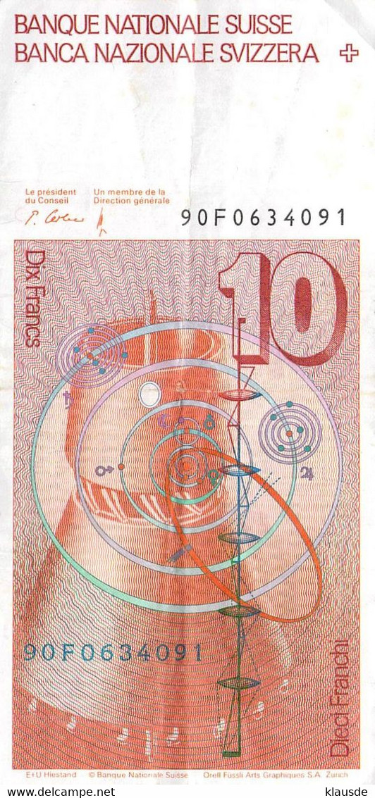 10er Note Leonhard Euler Schweiz 6.Banknotenserie - Switzerland