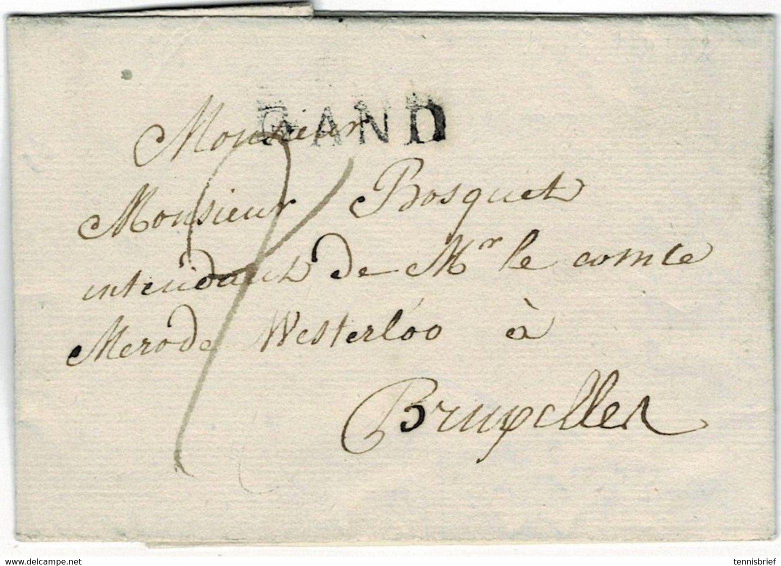 1815 (1. Fevr.) " GAND  " Claire, # A6442 - 1814-1815 (General Gov. Belgium)