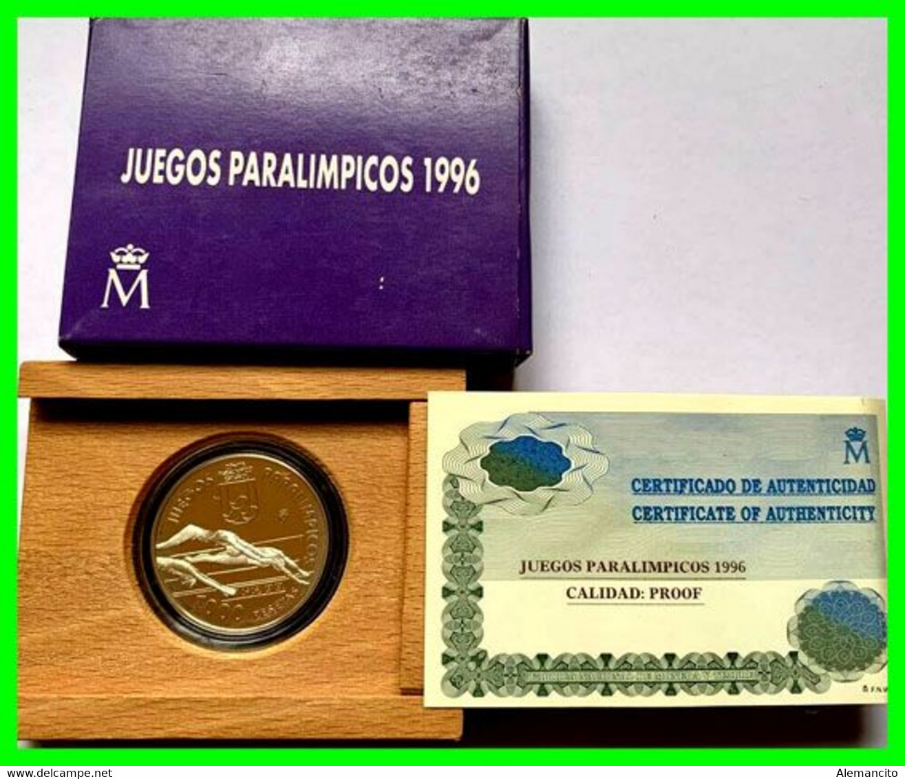 ESPAÑA 5 EUROS PLATA 1996 JUEGOS PARALIMPICOS PESO: 20 GRM. DIAMETRO: 33 MM. ENCAPSULADA - 1 000 Pesetas