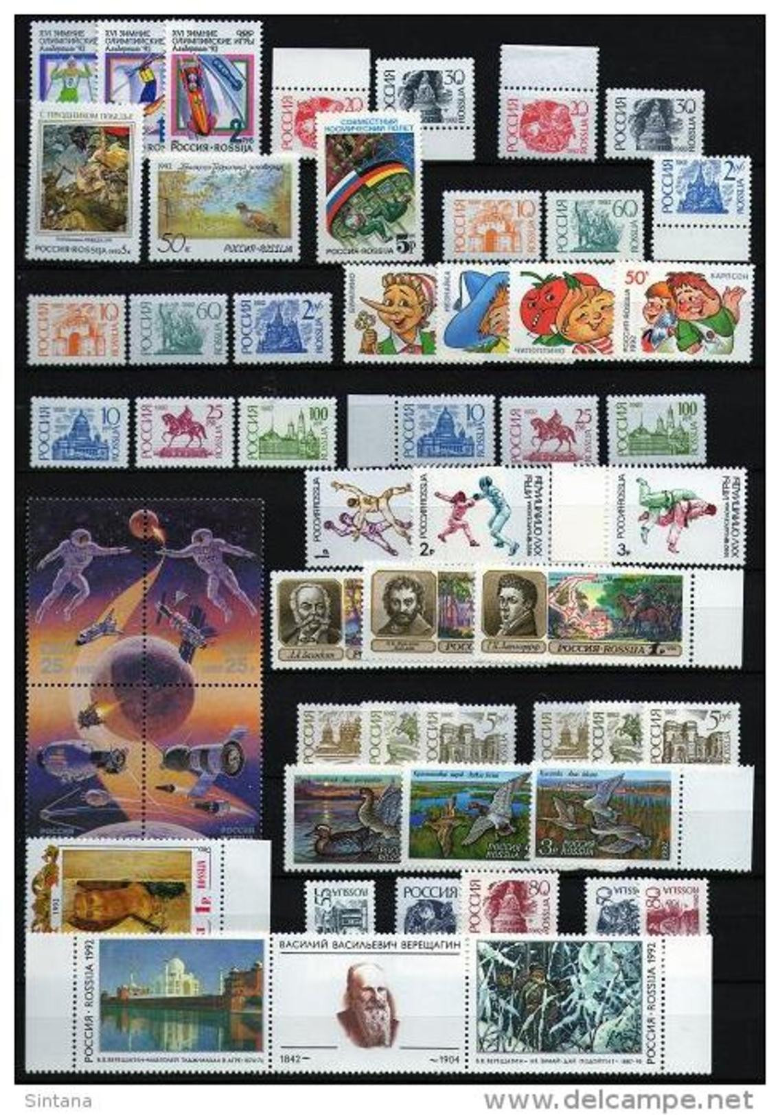 Russland/Russia 1992 Kompletter Jahrgang/Complete Year - 76 Marken/Stamps + 3 Blocks/SS **/MNH - Annate Complete