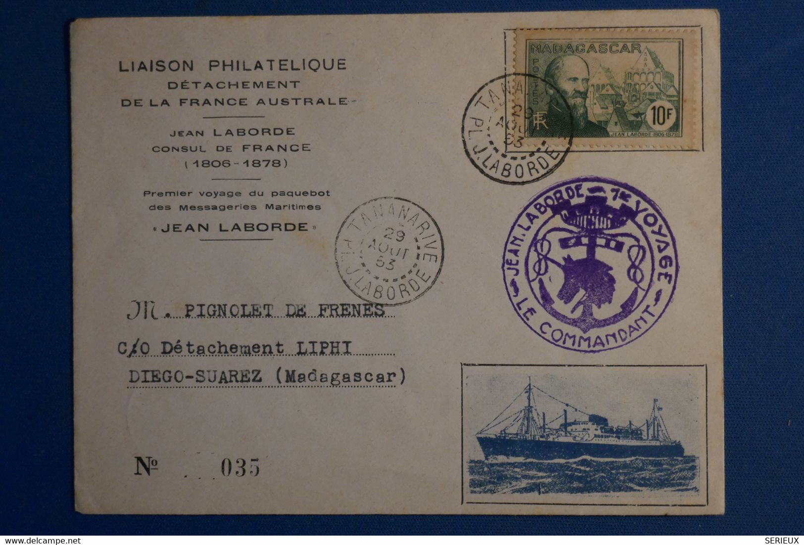 AM2 FRANCE BELLE LETTRE  1953 ++++ TANANARIVE POUR DIEGO SUAREZ   +AFFRANCH. PLAISANT - Lettres & Documents