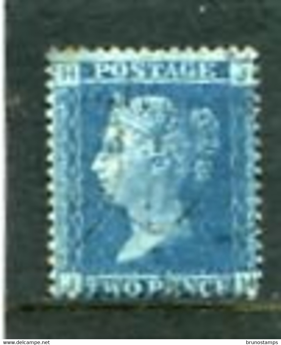 GREAT BRITAIN - 1858  2 D. BLUE WMK LARGE CROWN LETTERS IN ALL FOUR CORNERS PL. 9  USED - Used Stamps