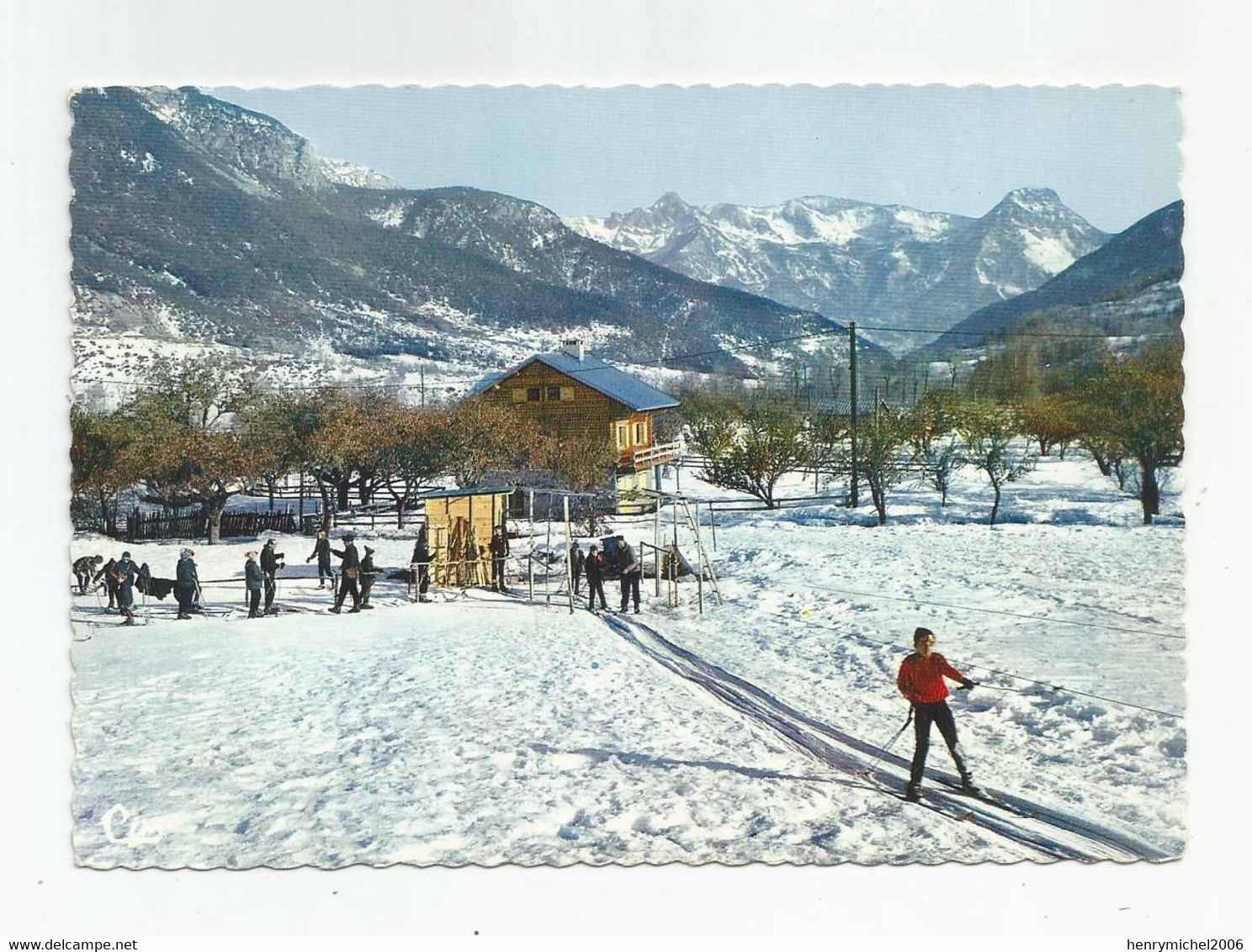 05 Hautes Alpes Vallouise Ski Départ Du Fil Neige De La Lauchette Au Fond Aiguille Argentière - Autres & Non Classés