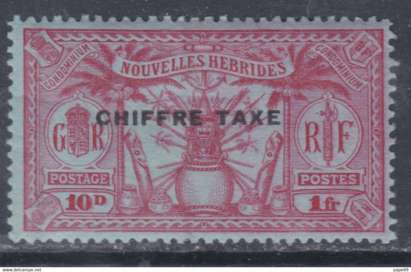 Nouvelles Hébrides Taxe N° 5 XX  Surcharge Française : 10p - 1 F. Carmin  Sans Charnière , Sans Rousseur, TB - Unused Stamps