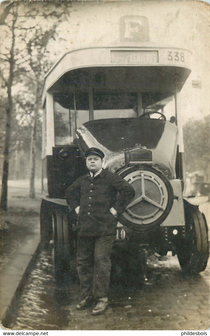 AUTOBUS Porte Asnières  ( Carte Photo) - Bus & Autocars