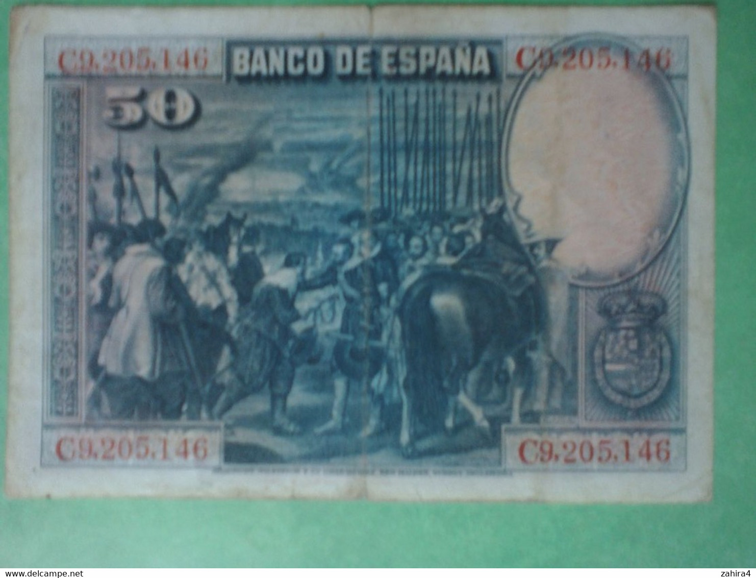 50 Pesetas El Banco De Espana Cincuenta Pesetas - C9.205,146 - Velazquez - Madrid, 15 De Agosto De 1928 - 50 Pesetas