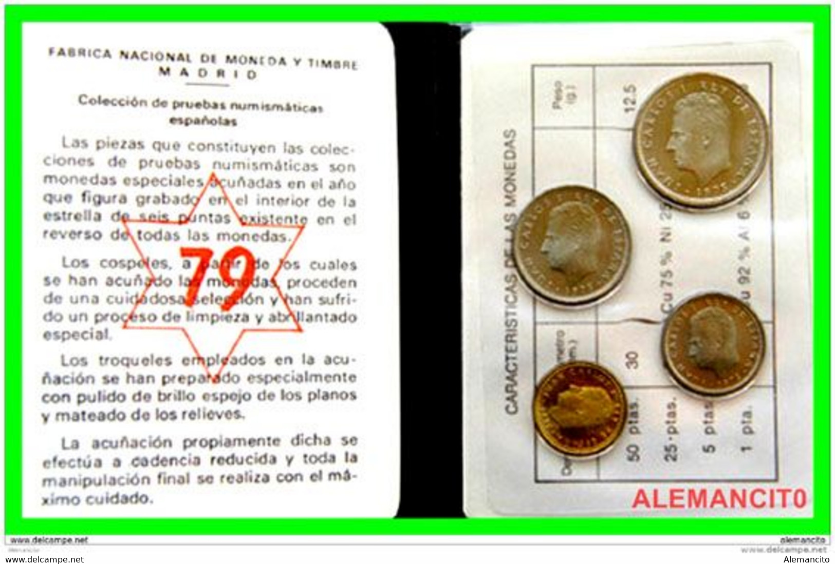 ESPAÑA AÑO 1975 *79 AÑO COMPLETO, - 1. -5.- 25.-Y 50 PESETAS... 4 VALORES NUEVA JUAN CARLOS I CALIDAD PROOF. - Münz- Und Jahressets