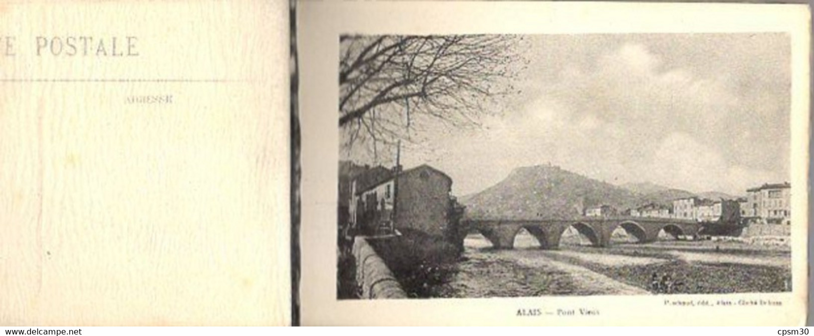 CP Ales, Carnet De CPA, Vue Générale, Pont Vieux, Place République, Tribunal Lycée, Mairie, Rochebelle, Voir Photo - Alès