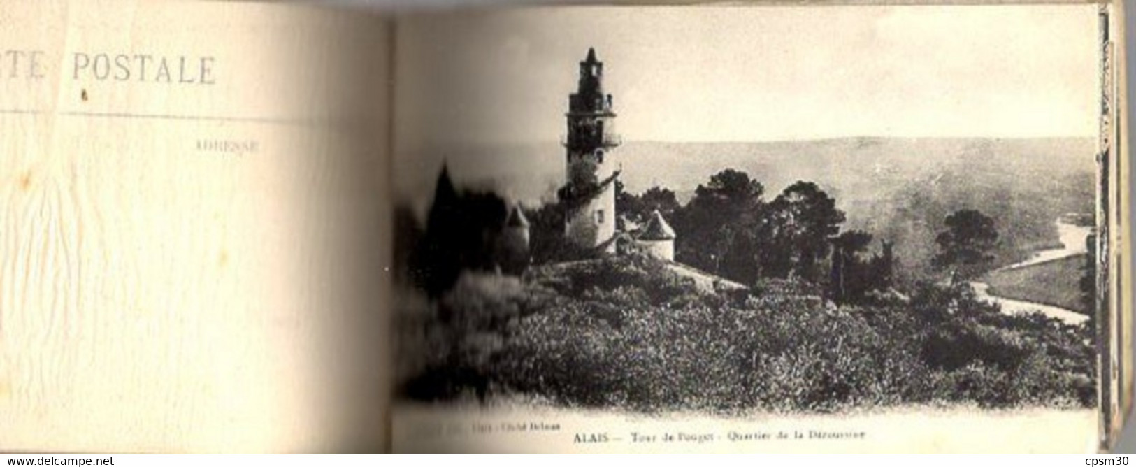 CP Ales, carnet de CPA, vue générale, pont vieux, place République, tribunal lycée, mairie, Rochebelle, voir photo