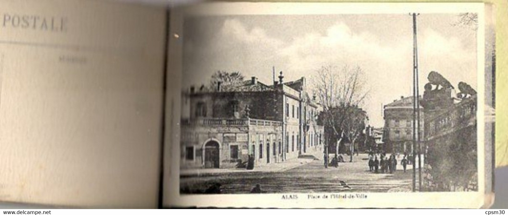 CP Ales, carnet de CPA, vue générale, pont vieux, place République, tribunal lycée, mairie, Rochebelle, voir photo