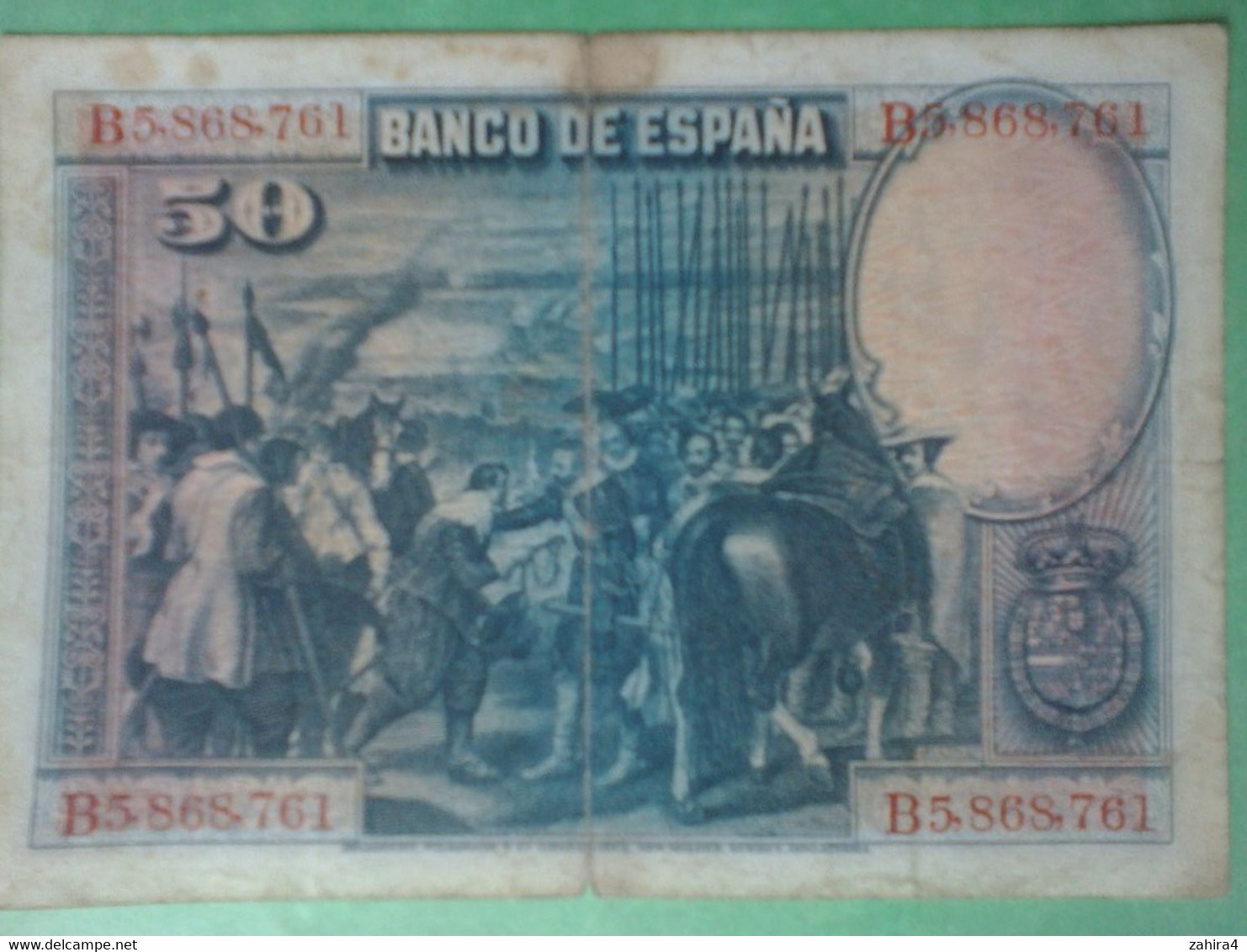 50 Pesetas El Banco De Espana Cincuenta Pesetas - B5,868,76 - Velazquez - Madrid, 15 De Agosto De 1928 - 50 Pesetas