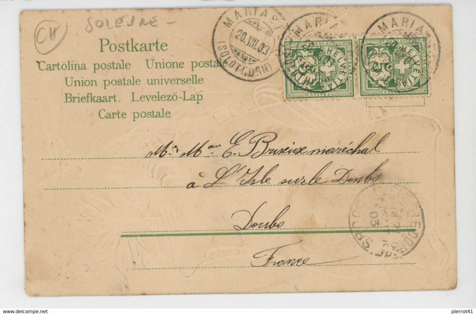 SUISSE - MARIASTEIN - Hotel Post - Klosterkirche (1903) - Jolie Carte Gaufrée Avec Drapeau Suisse (embossed Postcard) - Metzerlen-Mariastein