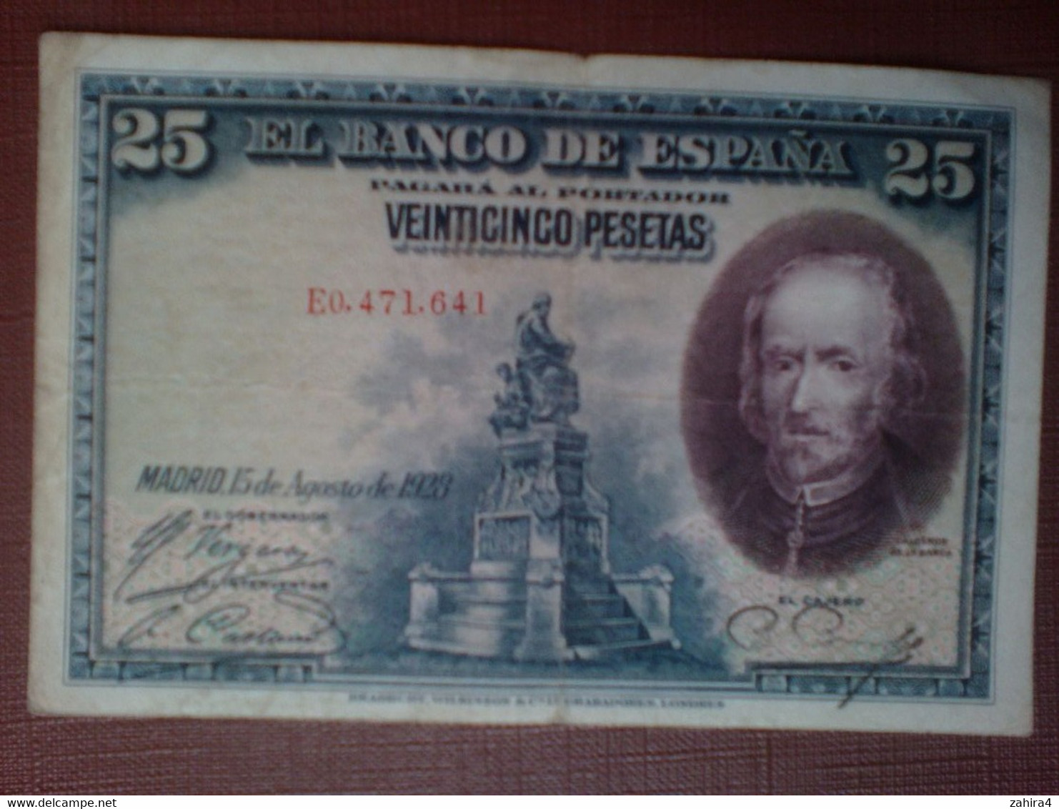25 Pesetas - El Banco De Espana - E0,471,641 - Madrid 15 De Agosto De 1928 - Calderon De La Barca - 1-2-5-25 Pesetas