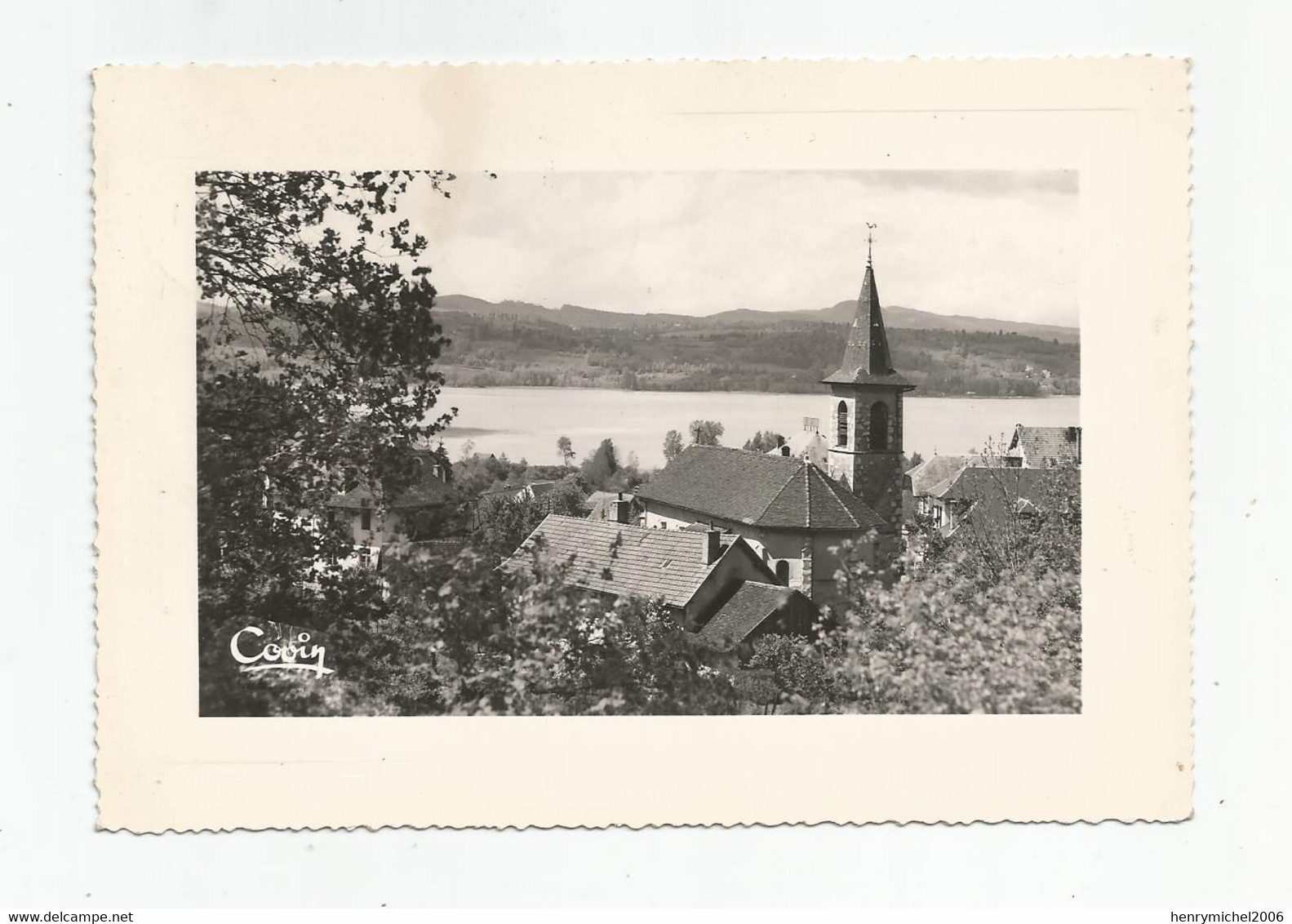 73 Savoie Aiguebelette Le Lac église Village Cachet Lepin 1957 Ed Photo Covin - Andere & Zonder Classificatie