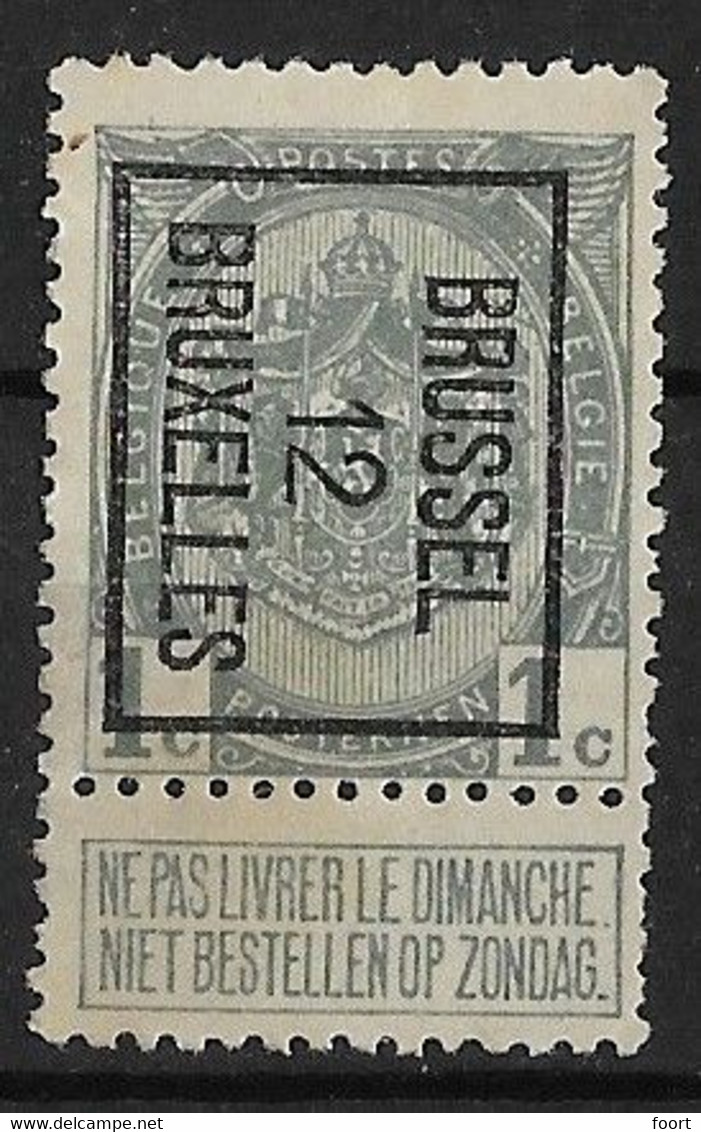 Brussel 1912 Typo Nr. 21B - Typografisch 1906-12 (Wapenschild)