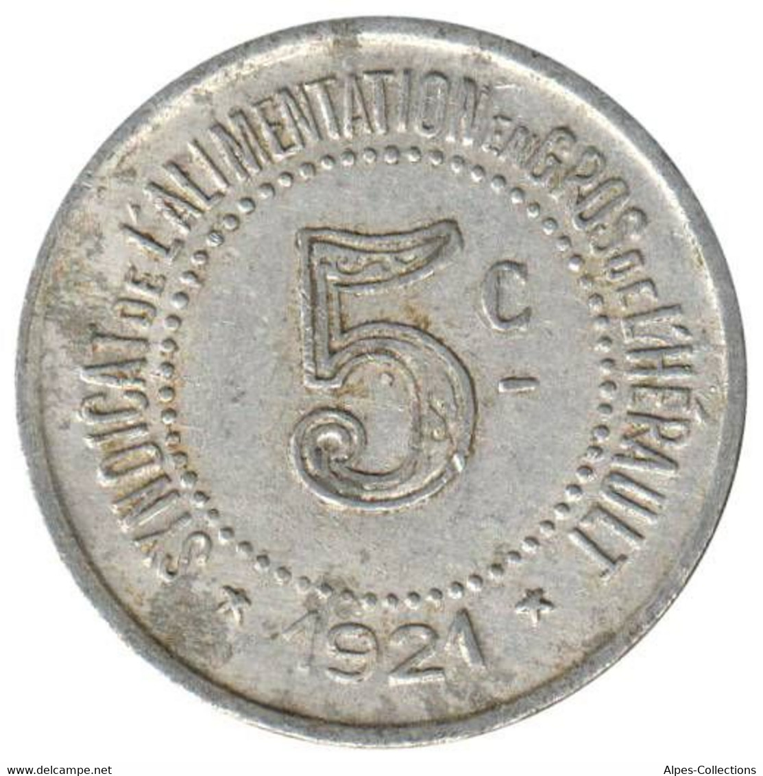 HERAULT - 03.01 - Monnaie De Nécessité - 5 Centimes 1921 - Monétaires / De Nécessité