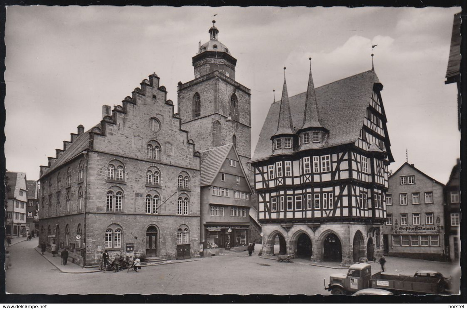 D-36304 Alsfeld - Marktplatz - Alter Lastkraftwagen - Cars - VW Käfer ( Echt Foto) - Alsfeld