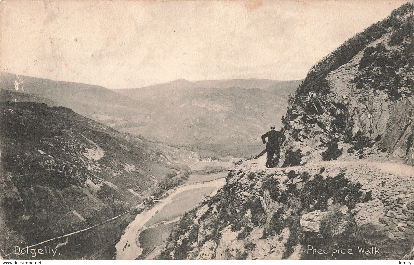 Pays De Galles Dolgelly Precipice Walk Cpa + Timbre Cachet 1915 - Merionethshire