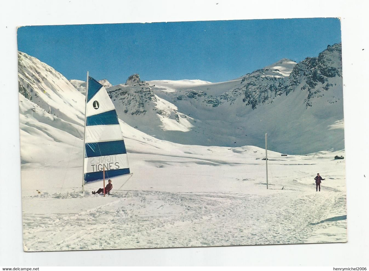 73 Savoie  Station Du Lac De Tignes Char A Voile Sur Le Lac Gelé Face A La Grande Motte - Sonstige & Ohne Zuordnung