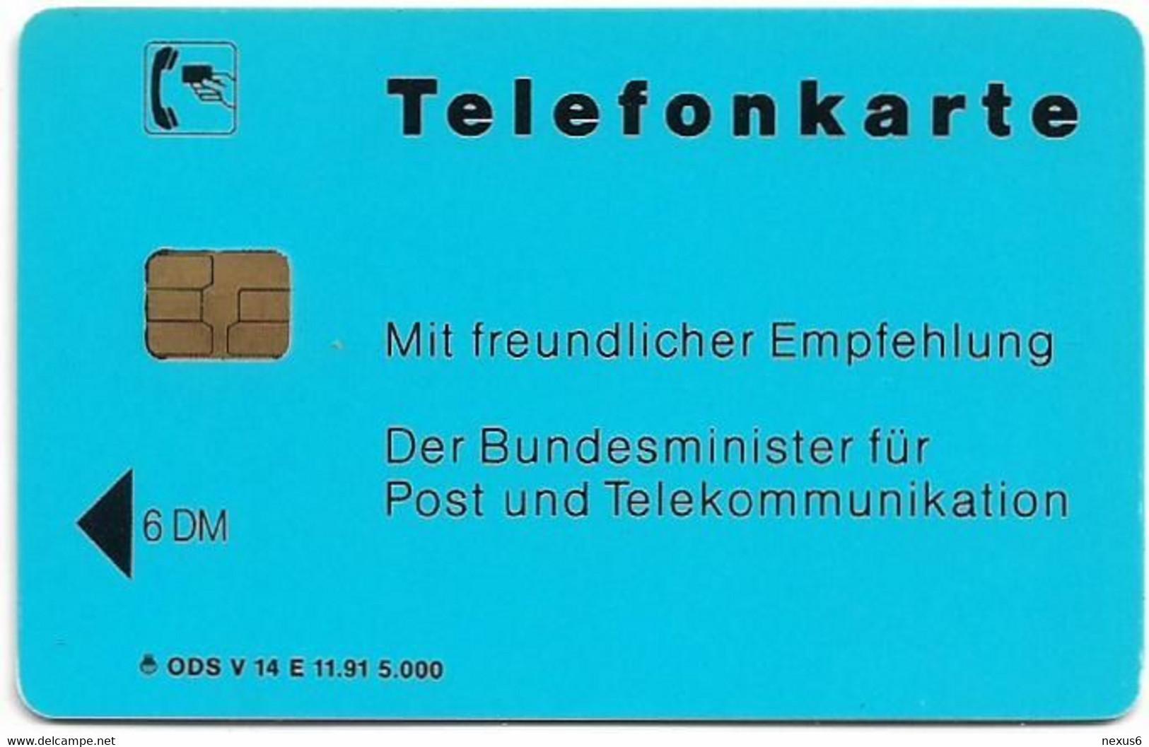 Germany - V-14E-91 - Bundesminister Für Post Und Telekomm. 5 - Frequenzen, 11.1991, 6DM, 5.000ex, Used - V-Series : VIP & Visiting Cards