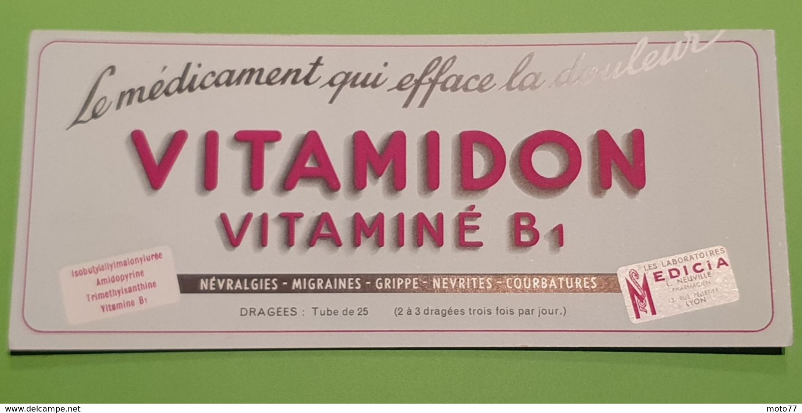 Buvard 1332 - Laboratoire - VITAMIDON - Etat D'usage : Voir Photos - 21 X 9 Cm Environ- Vers 1960 - Produits Pharmaceutiques