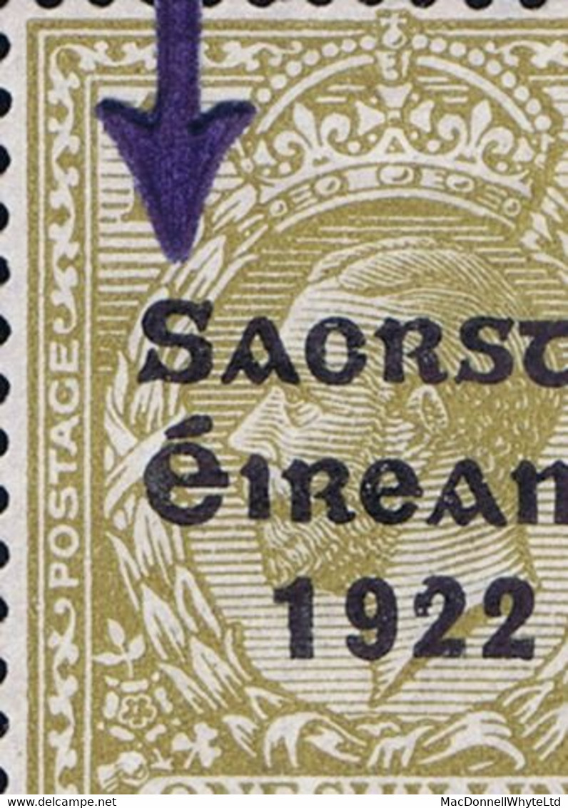 Ireland 1922-23 Thom Saorstat 3-line Ovpt On 1s, Variety 'S Over E' In A Horizontal Pair Fresh Mint - Neufs