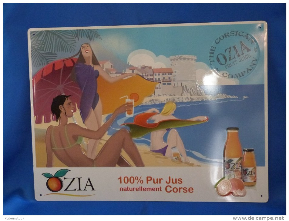 Plaque "OZIA" Pur Jus Corse. - Plaques En Tôle (après 1960)