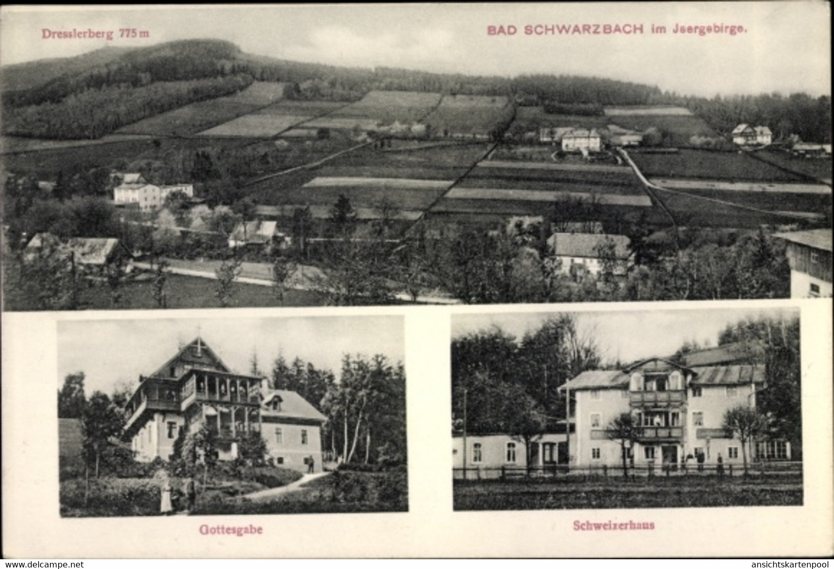 CPA Świeradów Zdrój Bad Schwarzbach Schlesien, Panorama Mit Dresslerberg, Gottesgabe - Schlesien