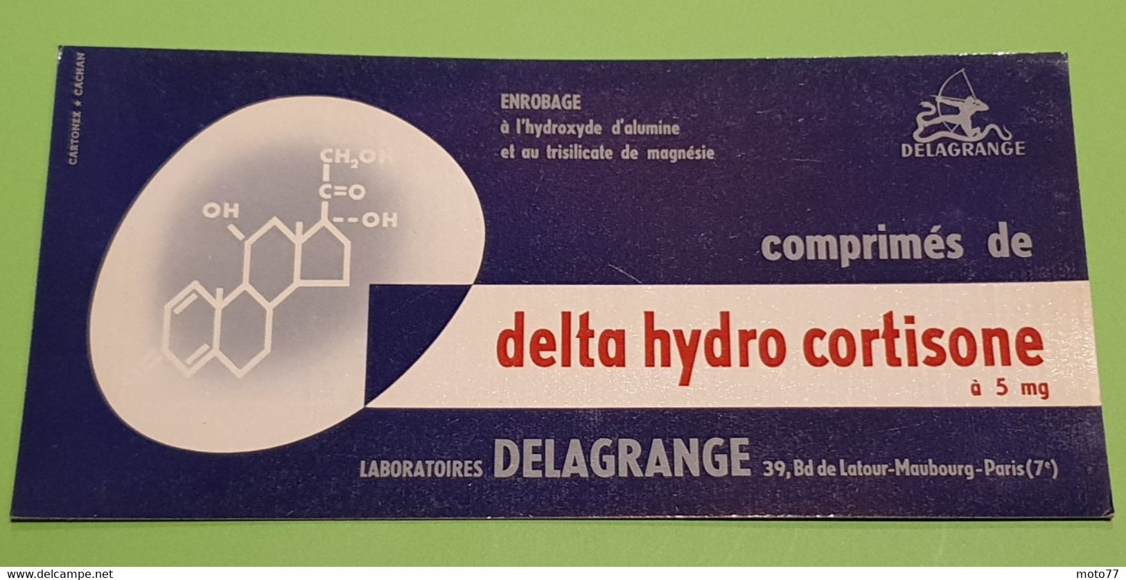 Buvard 1341 - Laboratoire Delagrange - DELTA HYDRO CORTISONE -Etat D'usage : Voir Photos - 21 X 10 Cm Environ- Vers 1960 - Produits Pharmaceutiques