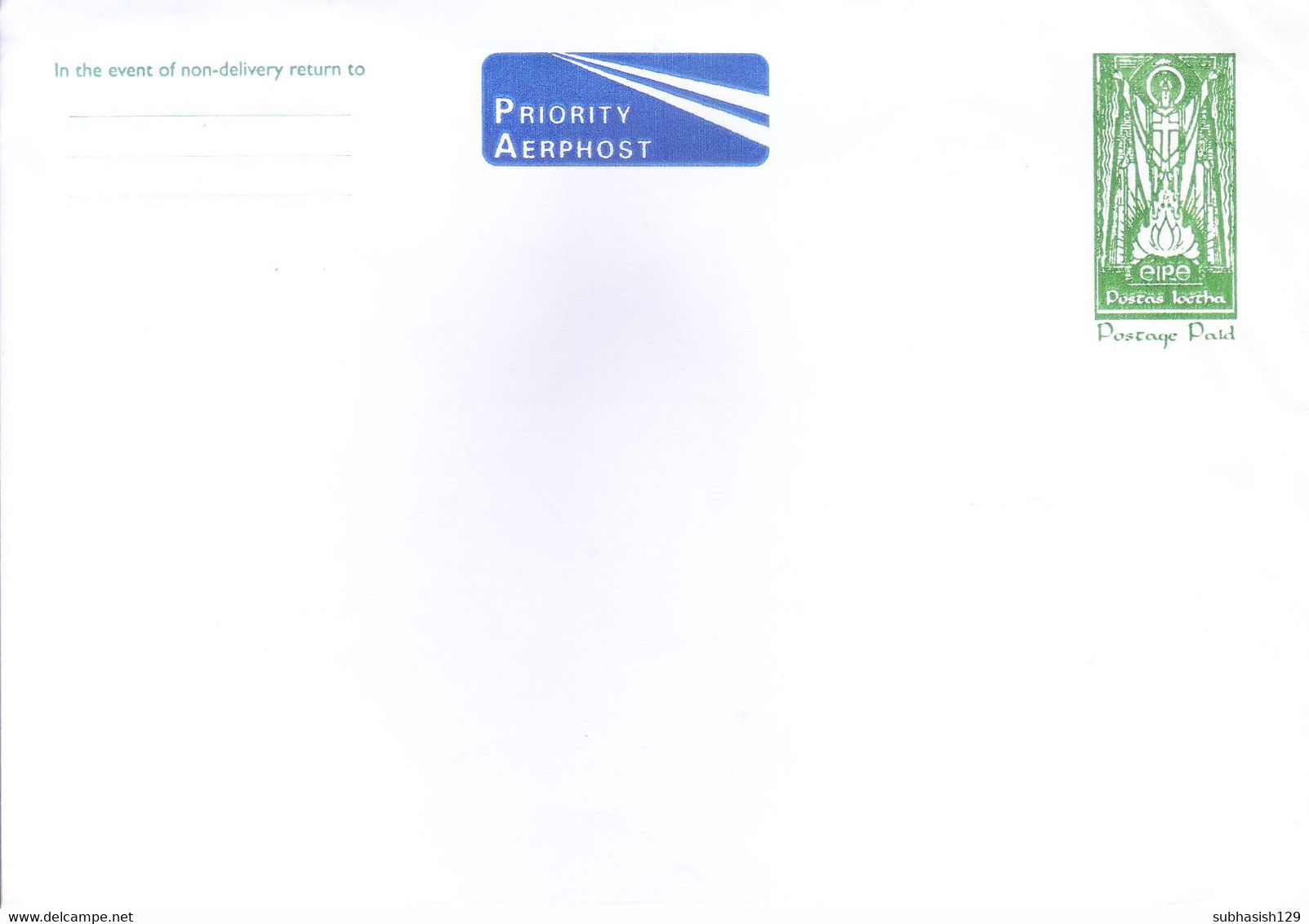 IRELAND : UNUSED POSTAGE PRE PAID AIR MAIL AEROGRAMME, ISSUED BY POSTAL DEPARTMENT - Postwaardestukken