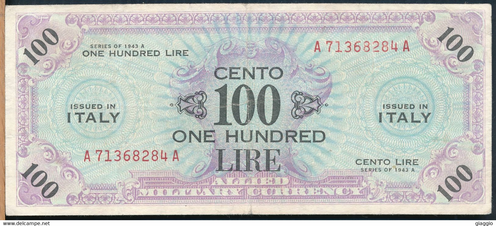 °°° ITALIA 100 AM LIRE 1943 °°° - Allied Occupation WWII