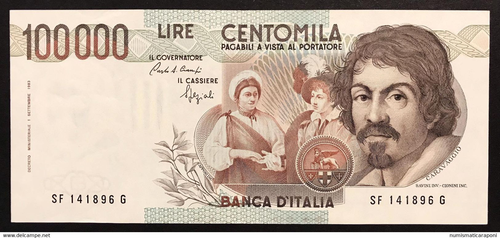 100000 Lire CARAVAGGIO 1° TIPO SERIE F 1993 Spl LOTTO 3348 - 100000 Lire