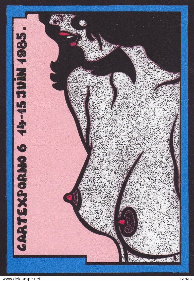 CPM Salon De Cartes Postales Essai De Couleur Signé à L'encre Au Dos CARTEXPO 1985 Nude Nu Féminin érotisme JIHEL - Sammlerbörsen & Sammlerausstellungen