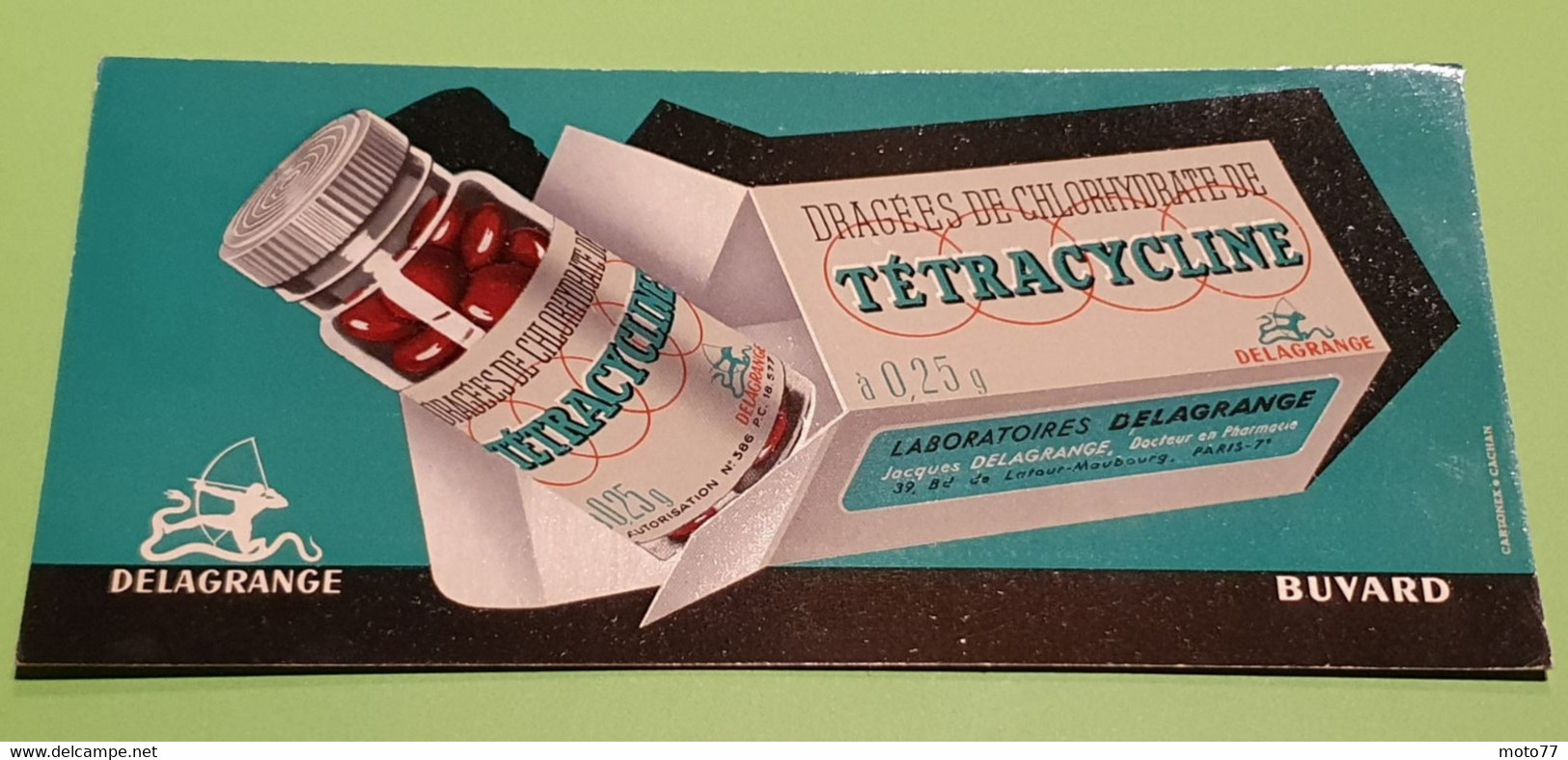 Buvard 1357 - Laboratoire Delagrange - B.12 - Etat D'usage : Voir Photos - 21 X 10 Cm Environ- Vers 1960 - Produits Pharmaceutiques