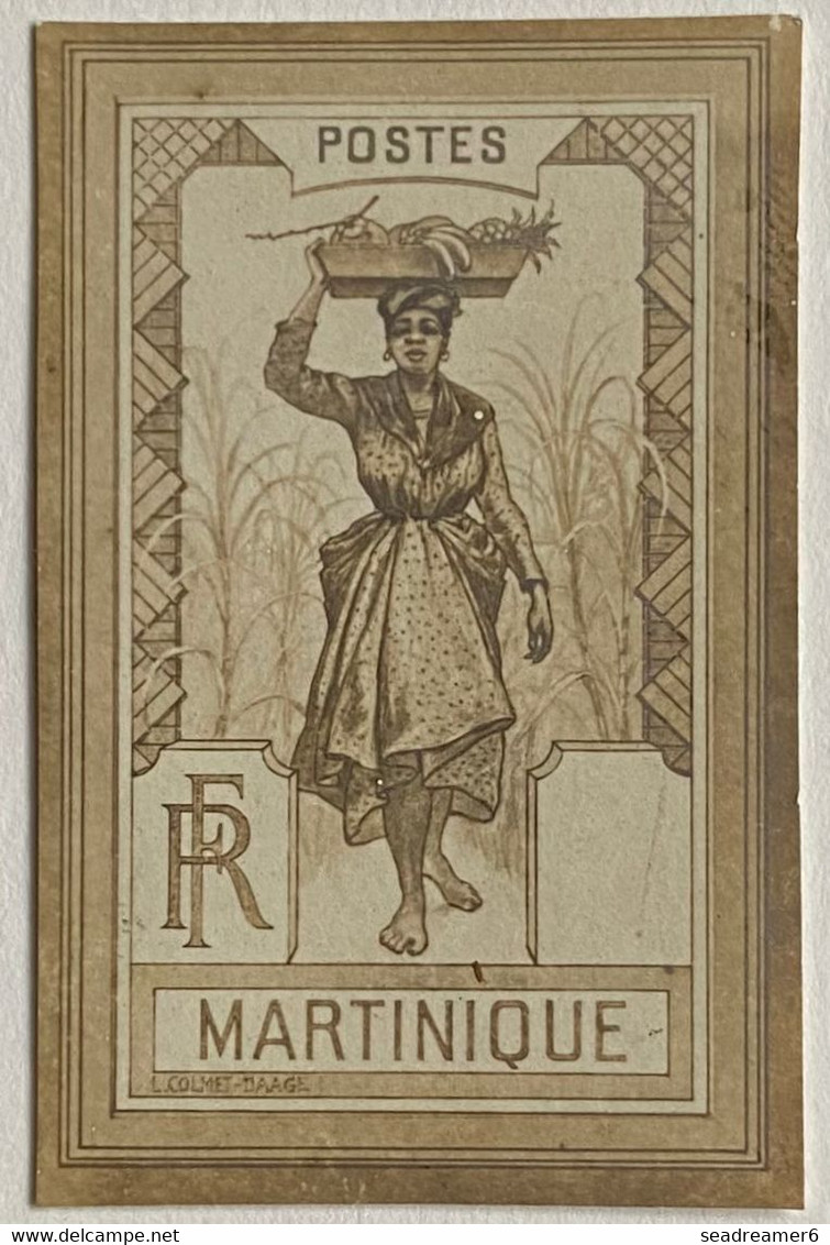 France Colonies Martinique Maquette Photo D'atelier (43 Mm X 27 Mm)  Sans Valeur Type Porteuse De Fruits 1908 RR - Neufs