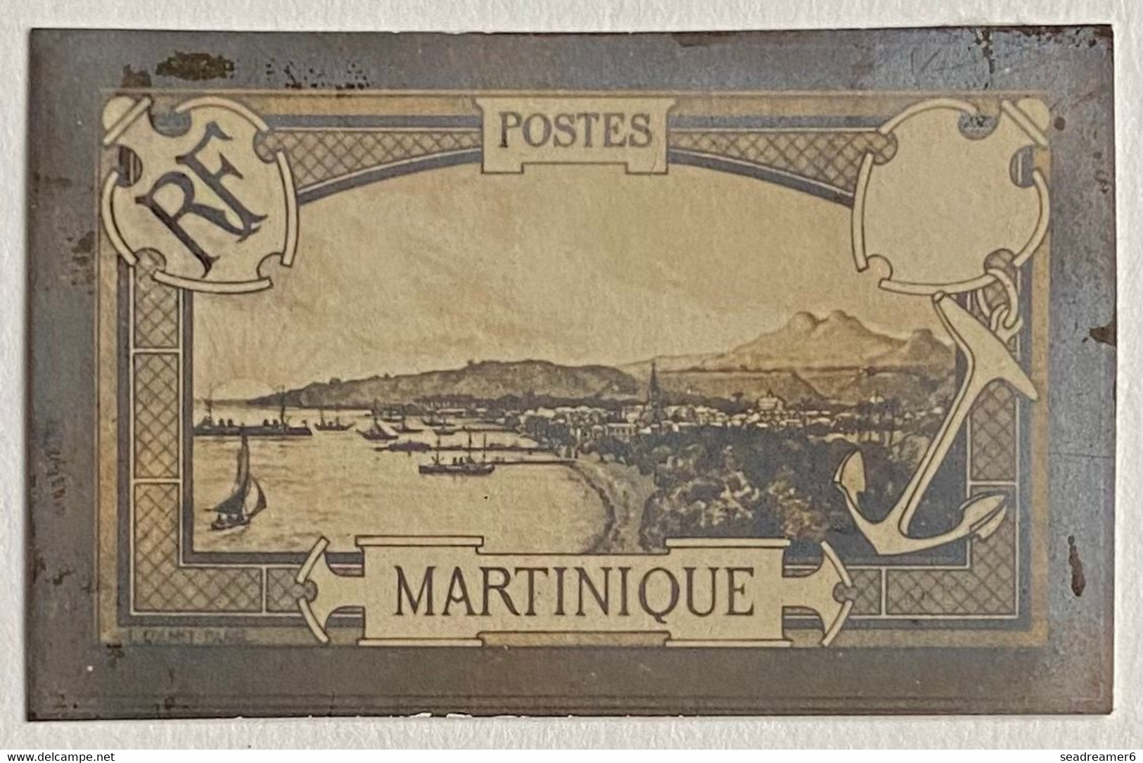 France Colonies Martinique Maquette Photo D'atelier (43 Mm X 27 Mm)  Sans Valeur Type Fort De France 1908 RR - Neufs