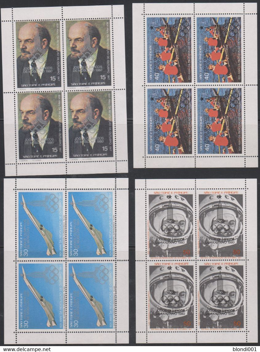 Olympics 1980 - Airplane - SPACE - Lenin - Rowing - SAO TOME - 4 Sheets MNH - Summer 1980: Moscow