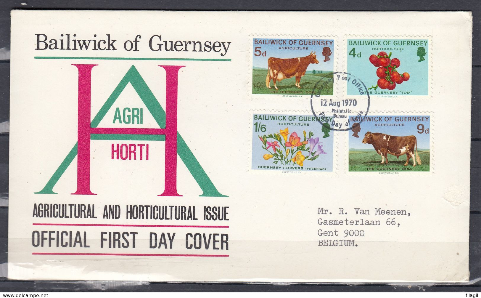 FDC Van First Day Of Issue Guernsey Post Office - 1952-1971 Pre-Decimal Issues