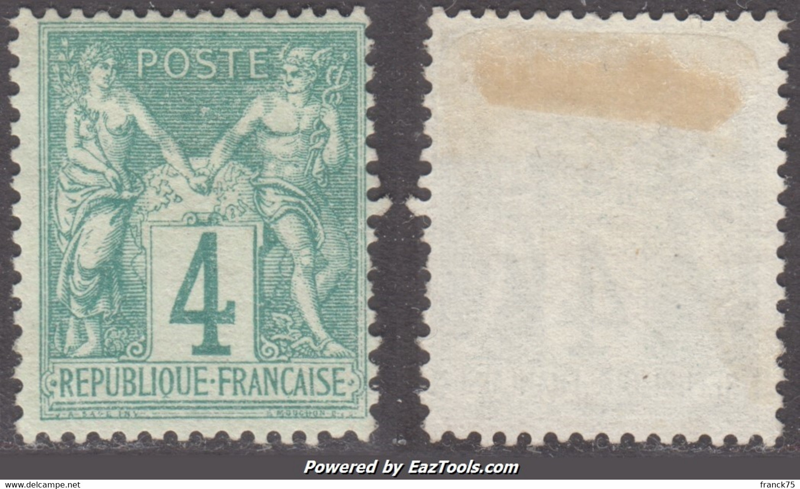 4c Sage Type I (N/B) Neuf (*) Sans Gomme TB (Y&T N° 63, Cote  +++€) - 1876-1878 Sage (Type I)