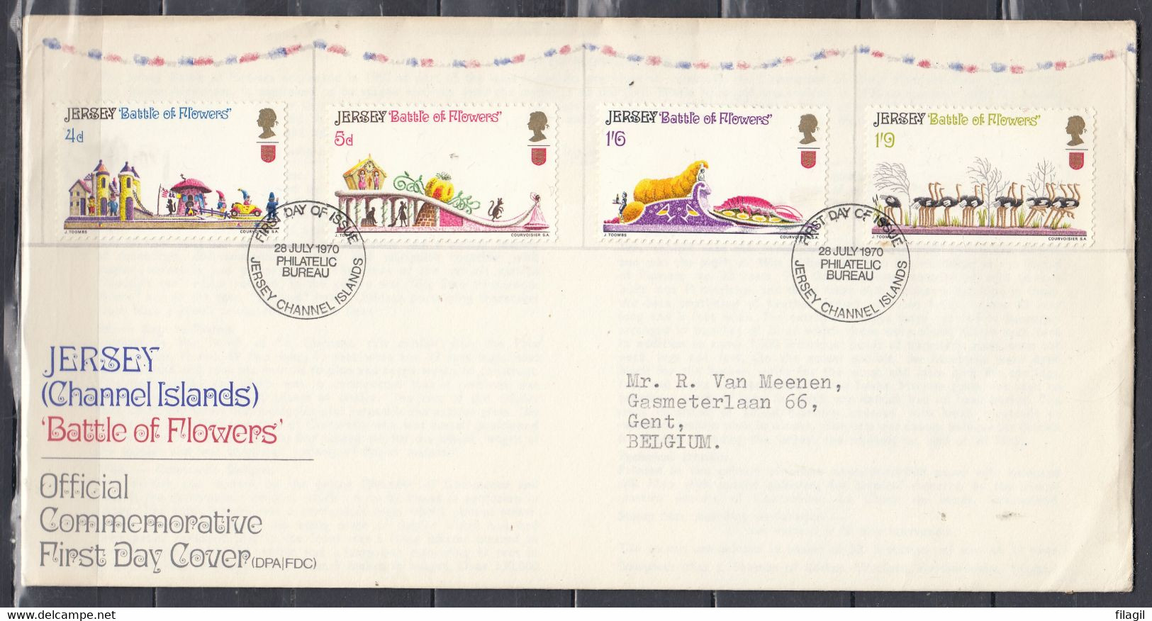 FDC Van First Day Of Issue Jersey Channel Islands - 1952-1971 Pre-Decimal Issues