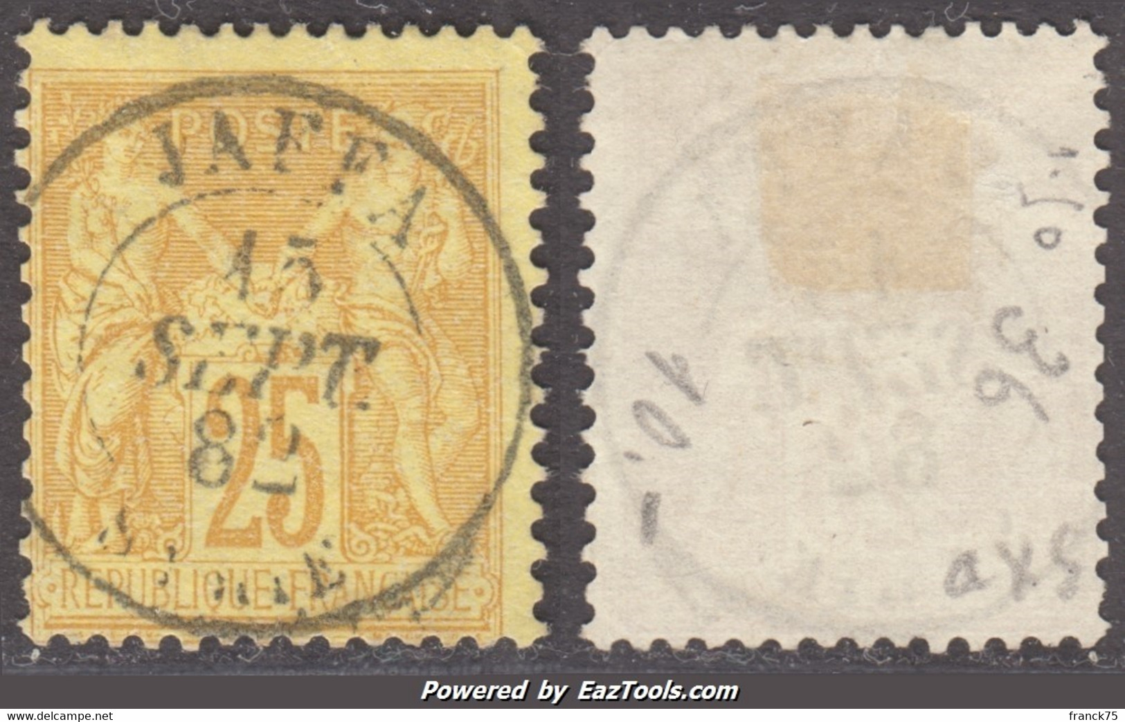 25c Sage Oblitéré JAFFA / SYRIE TB (Y&T N° 92, Cote +++€) - 1876-1898 Sage (Tipo II)
