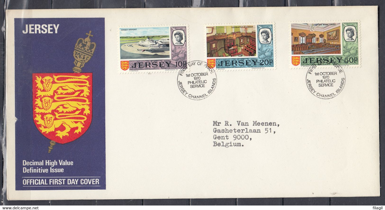 FDC Van First Day Of Issue Jersey Channel Islands - 1952-1971 Pre-Decimal Issues