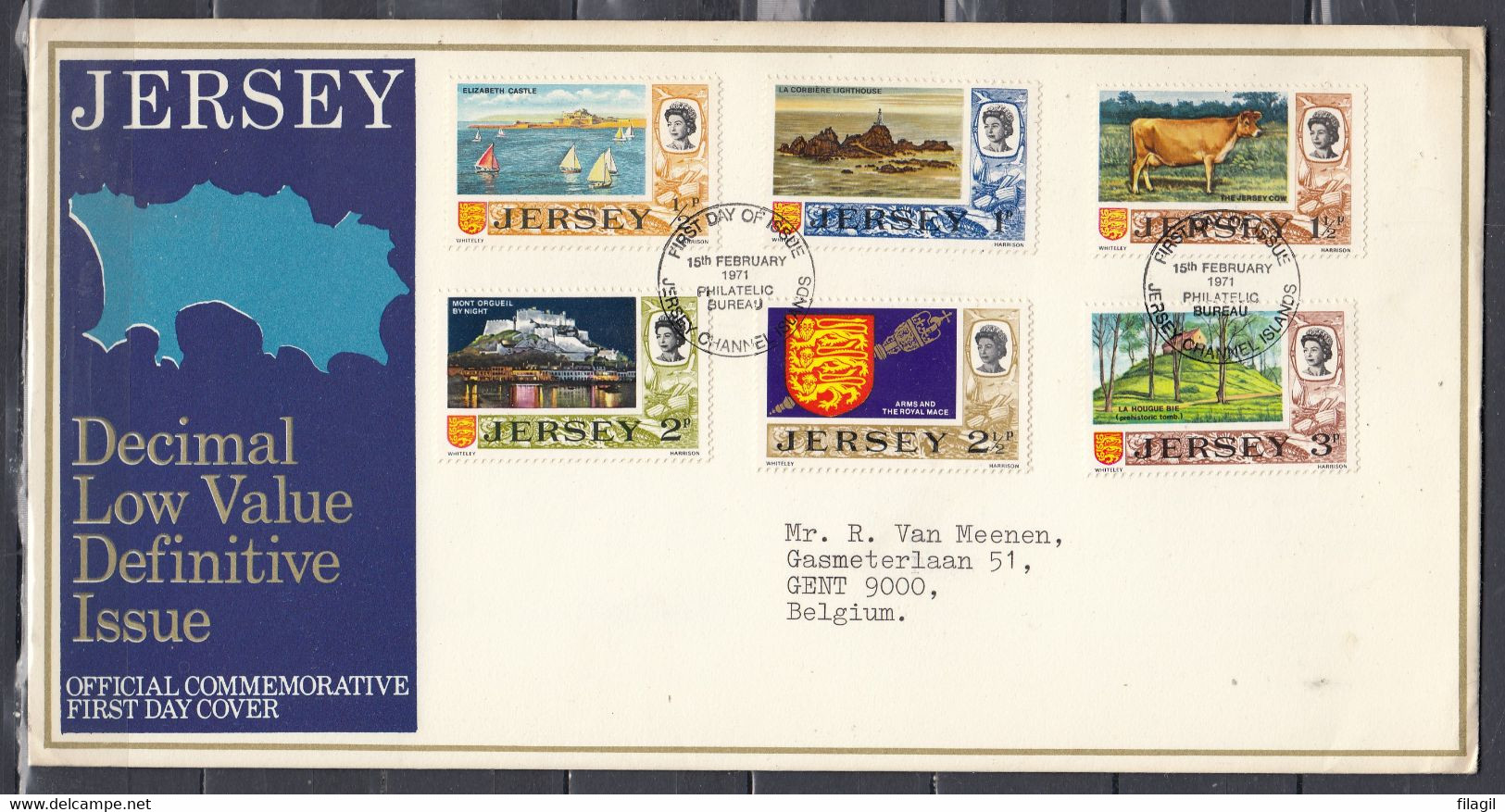 FDC Van First Day Of Issue Jersey Channel Islands - 1952-1971 Em. Prédécimales