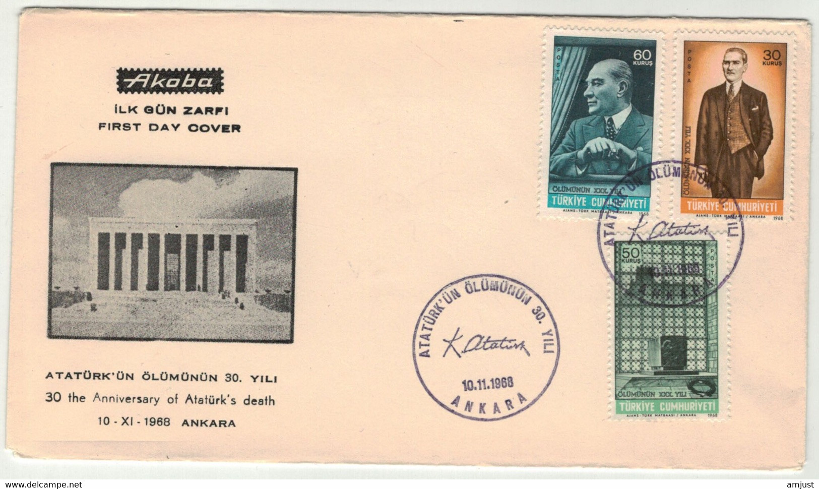 Turquie // FDC // Lettre 1er Jour Ankara 10.11.1968 - Briefe U. Dokumente