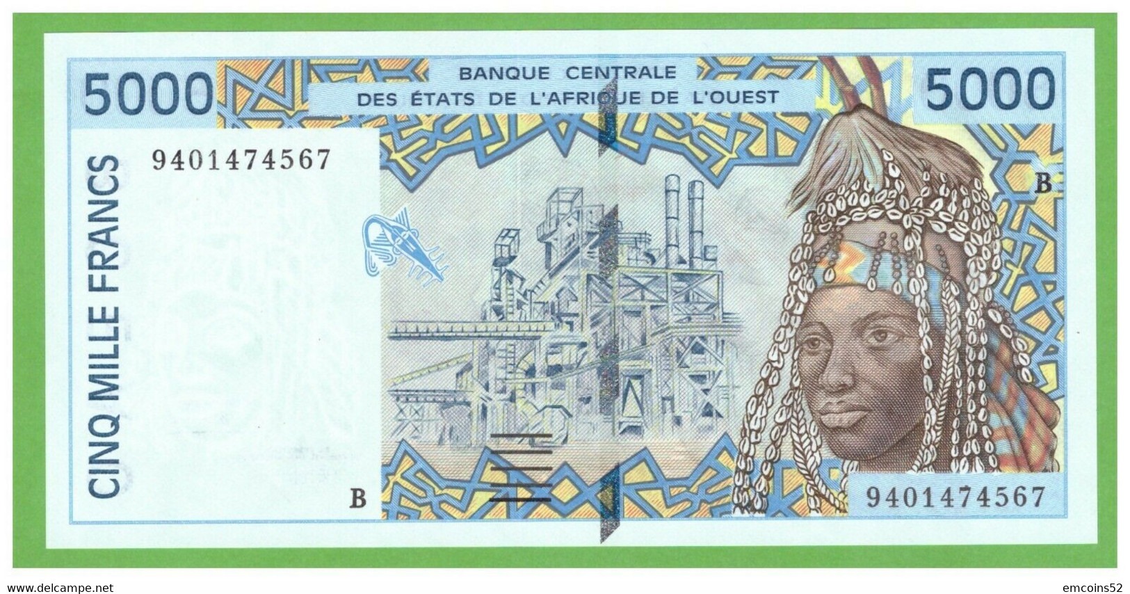 BENIN W.A.S. 5000 FRANCS 1994 P-213Bc  UNC - Bénin