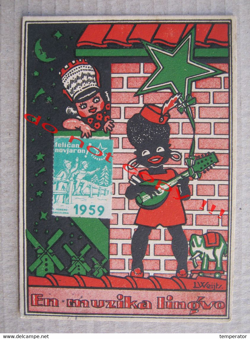 ESPERANTO / En Muziko Lingvo - Barcellona 1959 Christmas Esperanto Poster Stamp Label ( 1958 ) - Esperanto