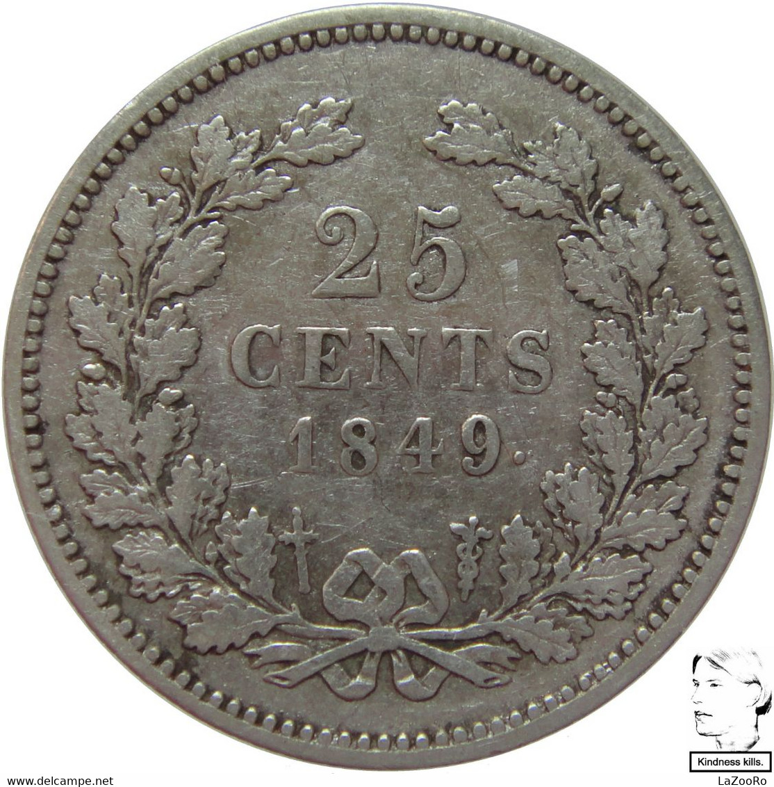 LaZooRo: Netherlands 25 Cents 1849 XF - Silver - 1840-1849: Willem II.