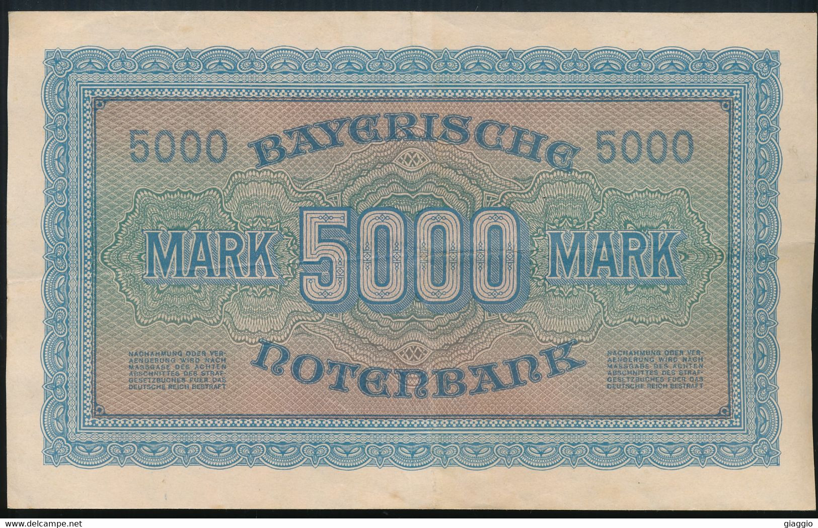 °°° GERMANY - 5000 MARK 1922 BAYERISCHE BANKNOTE °°° - 5.000 Mark