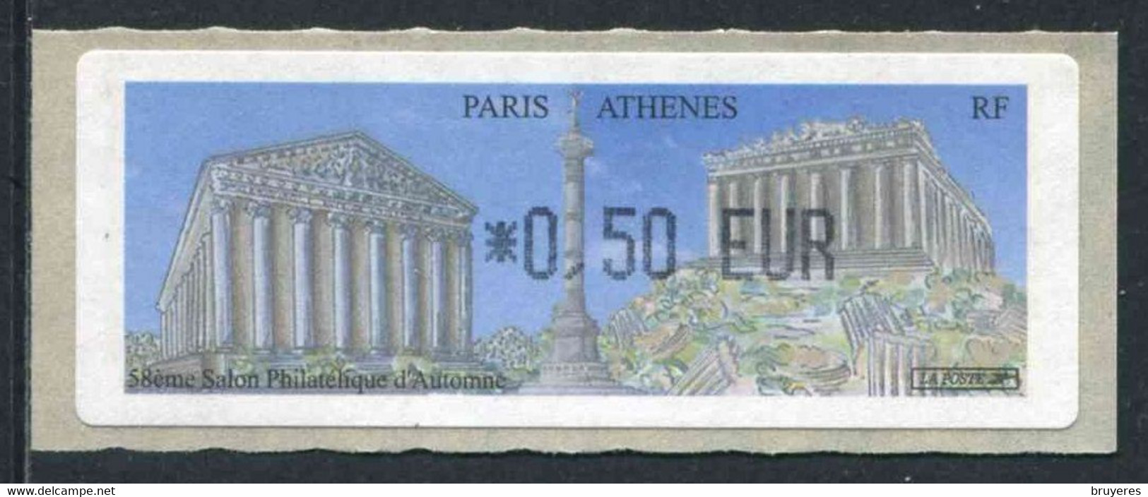 LISA 1 De 2004 " *0,50 EUR - 58e SALON PHILATELIQUE D'AUTOMNE - PARIS - ATHENES " - 1999-2009 Illustrated Franking Labels